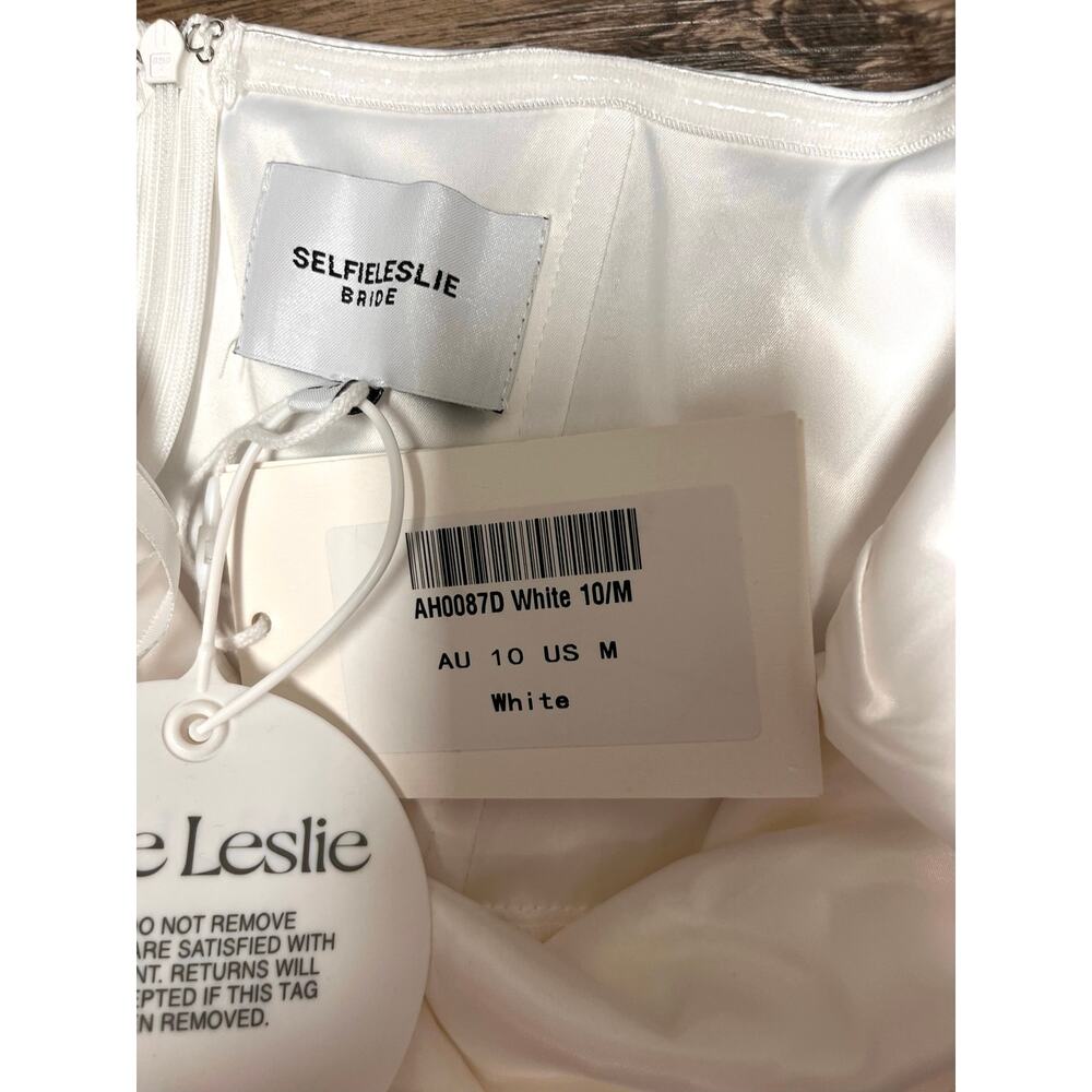 Selfie Leslie Bride Always And Forever Bow Back Midi Dress White NWT M Wedding - Picture 6 of 8